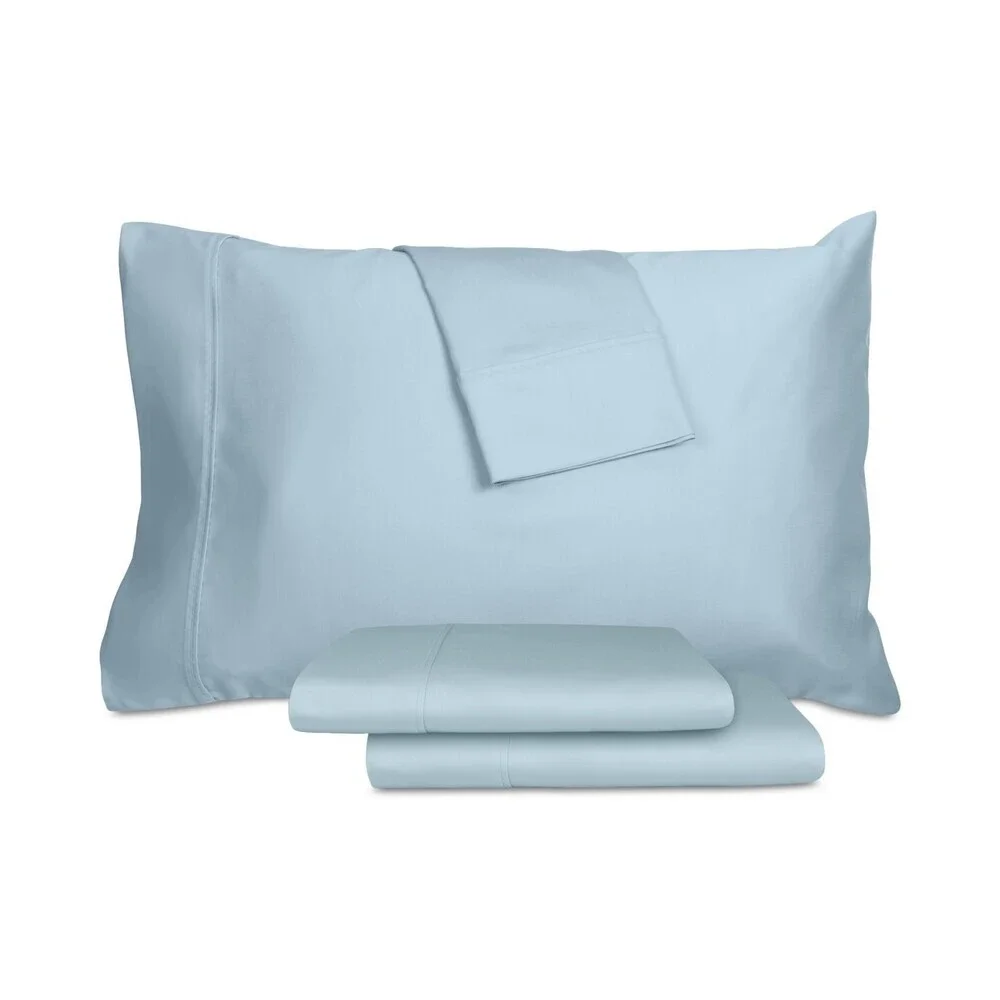 AQ Textiles Sheet Set King Blue Percale 220-Thread Count W/ Pillowcase 4Pc BED20